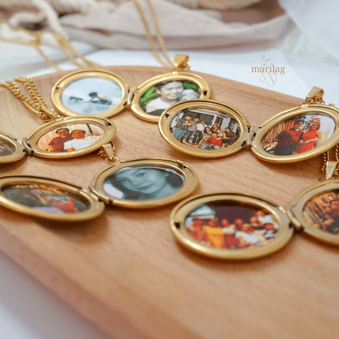 Gold locket necklace with free laser markings